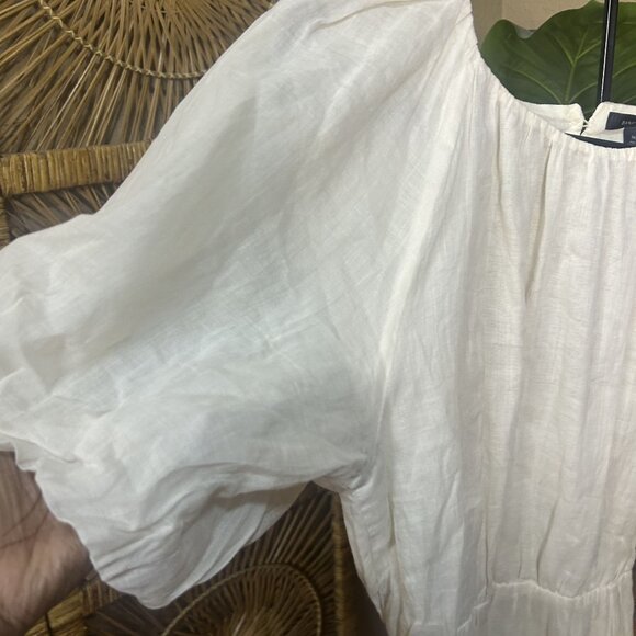 Banana Republic Off White Fit and Flare Puff Sleeve Mini Dress Size Medium - Picture 4 of 5